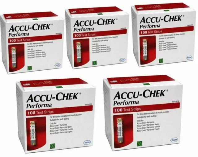 5 Box Accu Chek Performa Blood Glucose Test Strips (5 boxes x 100 stripes)