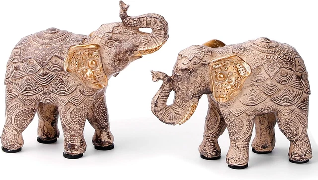 Elephant Statue for Home Decor Accents,Small Elephant Figurine with Trunk up for