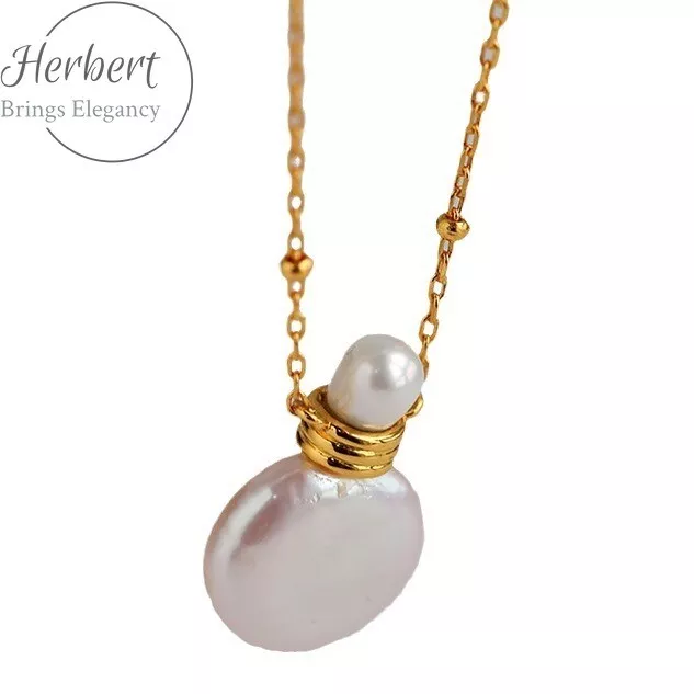 S925 Silver Pearl Necklace, Chic Perfume Bottle Pendant, Women's Chain