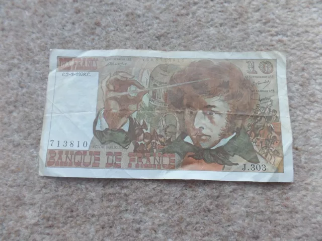 Rare  Collection  French  Hector Berlioz 10 Francs Banknotes 1978 Good Condition