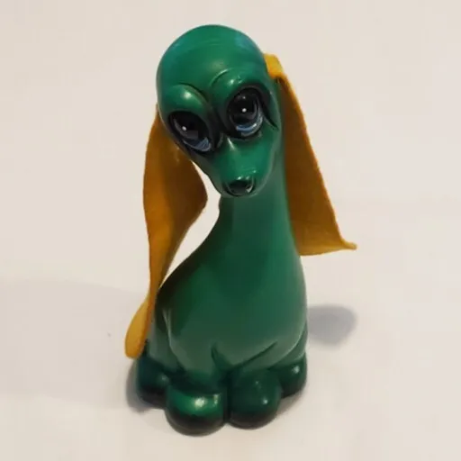 Vintage 1960's Kitschy Big Eyed Big Eared Green Dog Ceramic