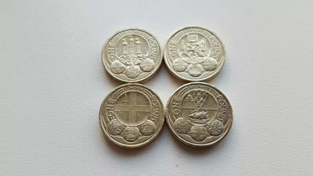 £1 One Pound Coin, Capital Cities Set, Rare Edinburgh, Cardiff, London, Belfast