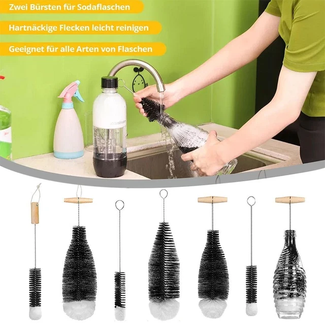 Brush With Beechwood Handle Glassware Jars Cleaner Soda Stream Bottle Brush