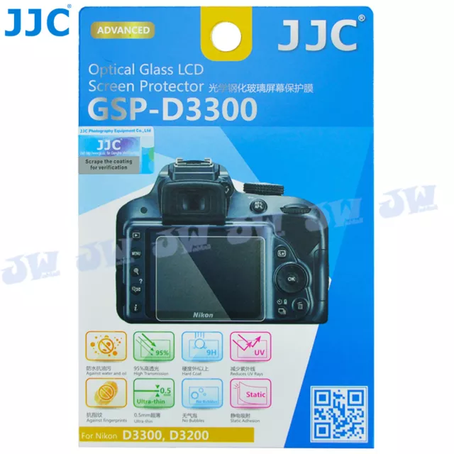 JJC Optical Tempered Glass Screen Protector for Nikon D3500 D3400 D3300 D3200
