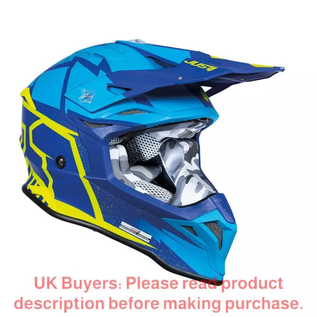 Just1 Helmet J39 Poseidon Blue Yellow Motocross Helmet - New! Free Shipping!