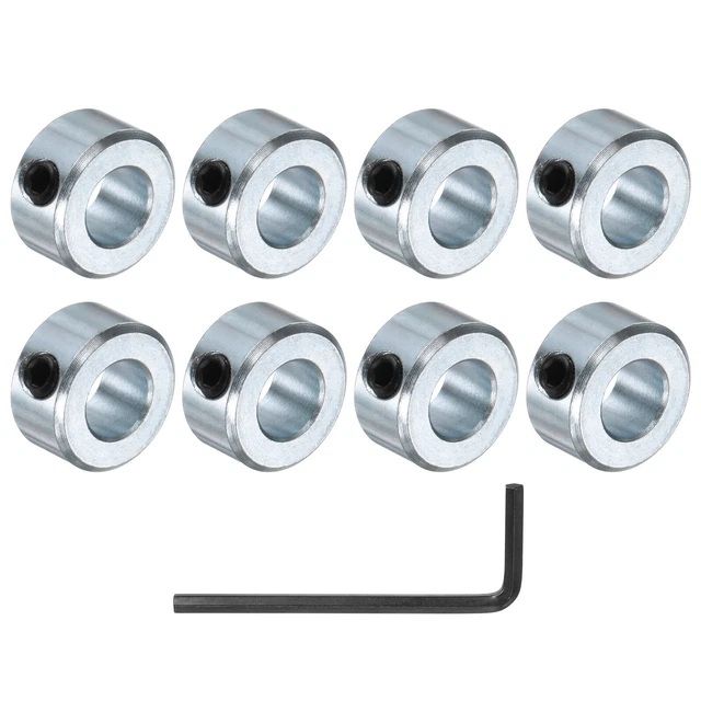 8pcs Set Screw Collars 7/16" Bore Zinc Plated Steel Shaft Collar 7/8" OD 7/16" W