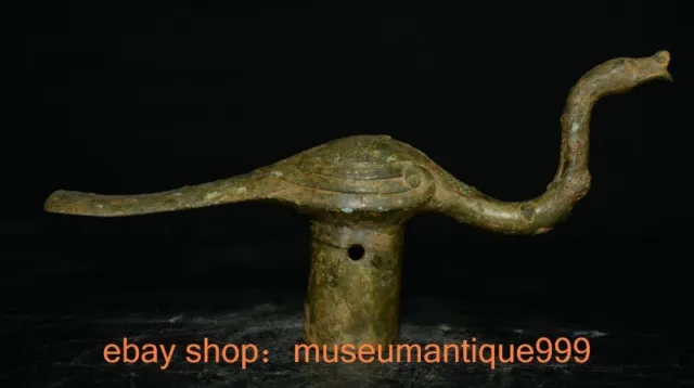 4.4" ancient China Chinese Bronze ware Dynasty Duck beast crutch head