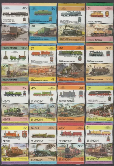 100 verschiedene Eisenbahn Train Leaders of the World postfrisch ** mnh