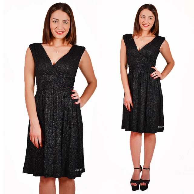 Abito Cerimonia Donna da Impero Elegante Sexy Estivo Lungo Nero Corto Vestito