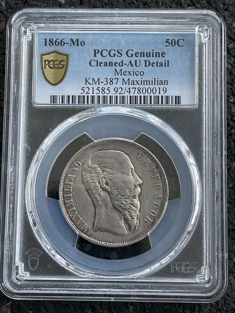 1866 Mo MEXICO Maximilian 50 Centavos PCGS AU 1866 Mo MEXICO Maximilian 50 Centavos PCGS AU
