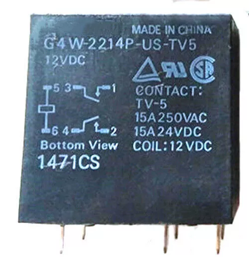 1PC G4W-2214P-US-TV5 12VDC Power Relay 15A 250VAC 6Pin #E5