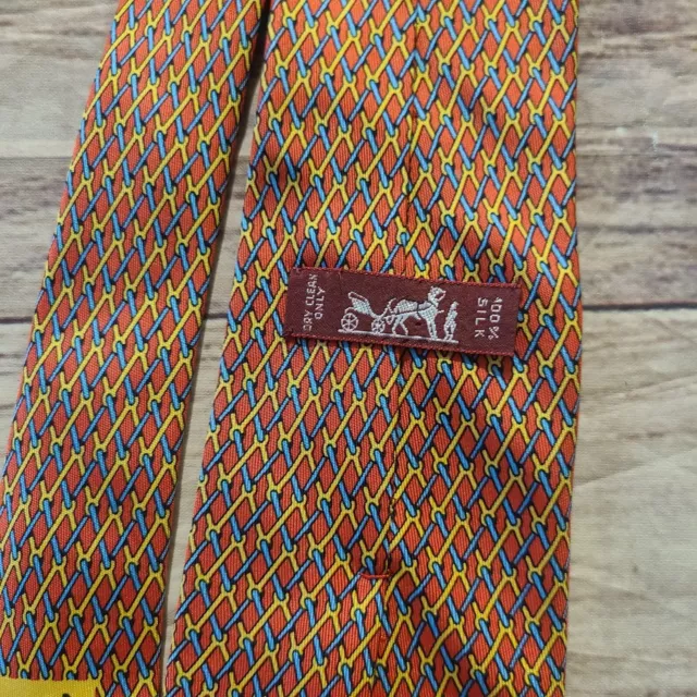 Hermes NeckTie 7589 SA Link Geometric Pattern 100% Silk