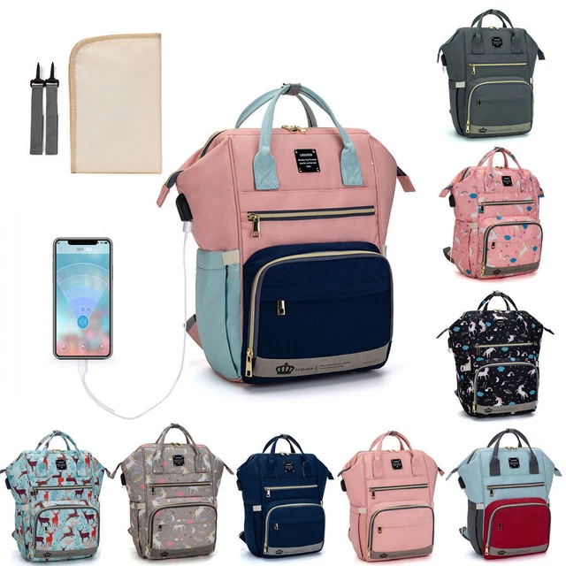 LEQUEEN Mummy Nappy Diaper Bag Nursing Baby Care Backpack With USB Charging Port