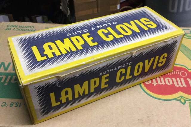 Ancien Rare Boîte Lot de 10 lampe CLOVIS Ampoule Voiture collection Automobilia