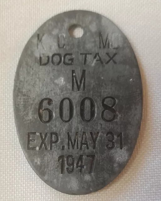 Vintage 1947 KC MO Missouri Dog Tax Tag