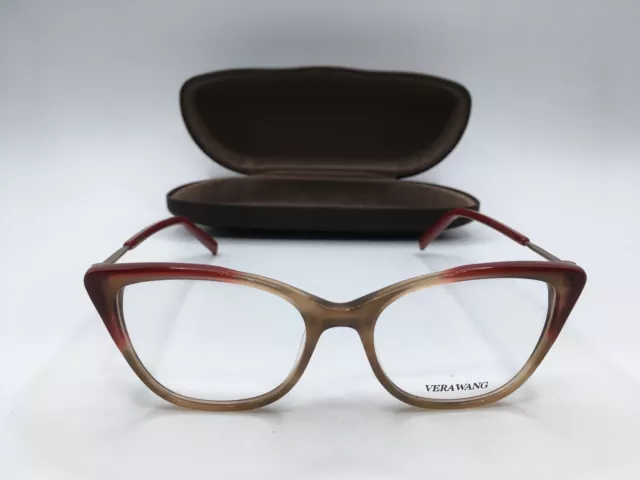 Vera Wang V567 Women's Khaki Scarlet Frame Demo Lens Cat Eye Eyeglasses 50MM
