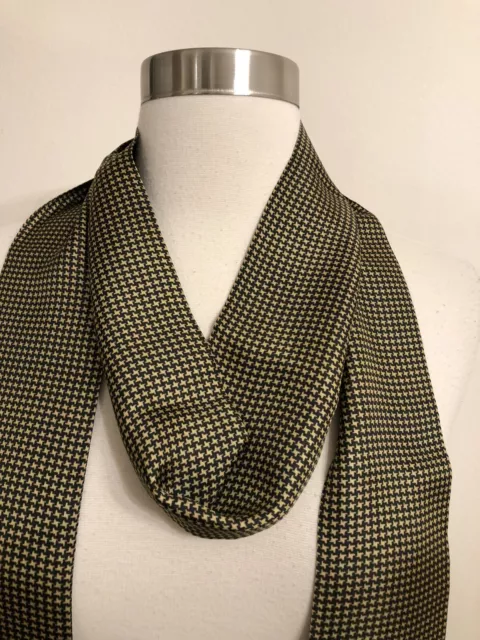 EILEEN FISHER Clay Brown Beige HOUNDSTOOTH SILK SKINNY SCARF O/S New