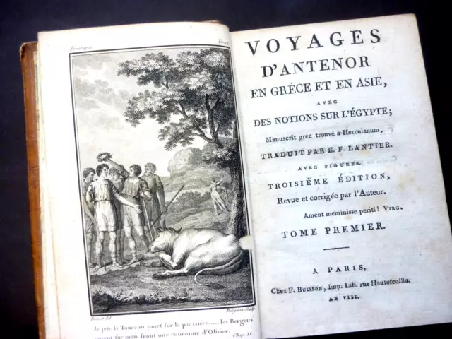 Voyage d'Antênor en Grèce et en Asie - F. Lantier -an VIII (1790-1800) 4 volumes