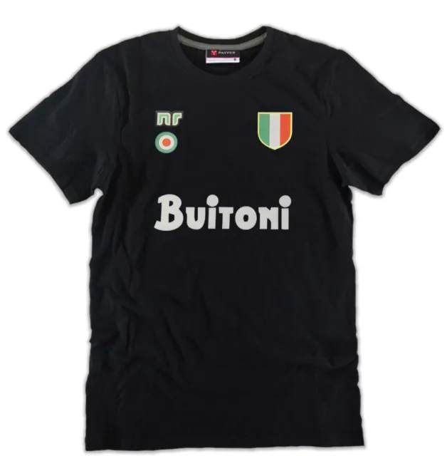 T-shirt nera NAPOLI anni 80 scudetto coppa MARADONA 10 Buitoni calcio 87 cotone