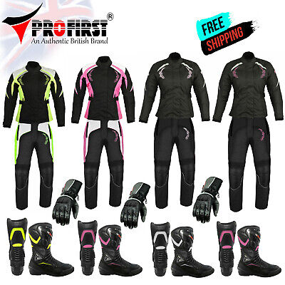 Ladies Women Motorcycle Set Motorbike Racing Suit Waterproof Suits Leather Boots