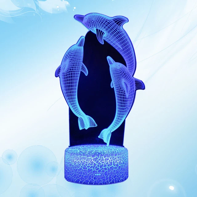 3 D NURSERY Bedside Light Moon Lamp Dolphin Night Living Room £17.28