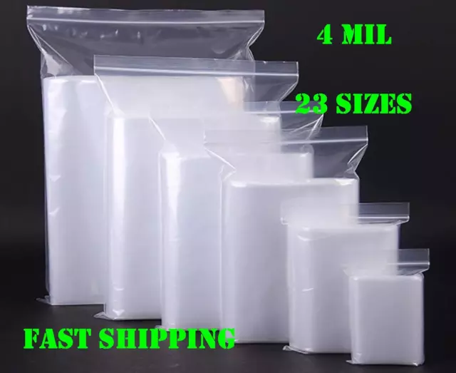 Clear Reclosable Zip Seal Bag Plastic 4 Mil Lock Bags Jewelry Zipper Baggie 4Mil