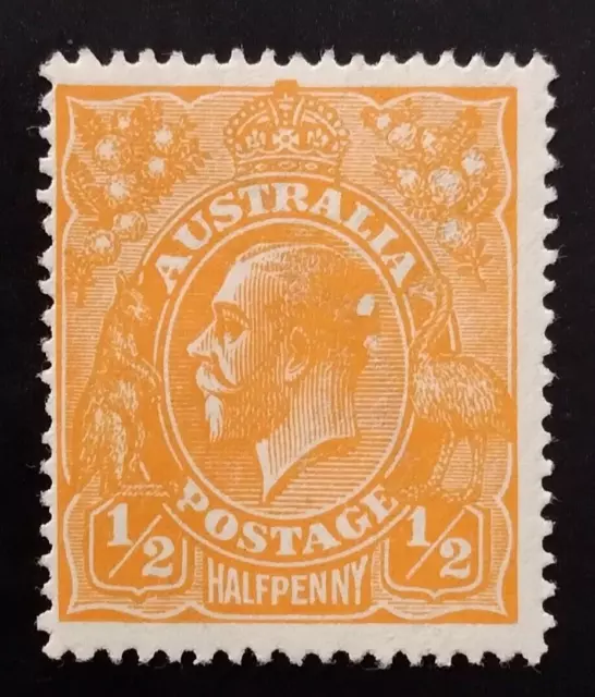 ACSC 66(6)e~SG 56 - 1923 KGV ½d Orange Variety Stamp MLH - 2nd Wmk Perf 14 - 63a