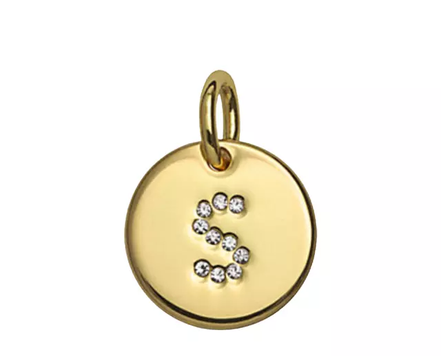 Coach Pave Swarovski Crystals Letter S Initial Charm Chain Pendant Gold Plated