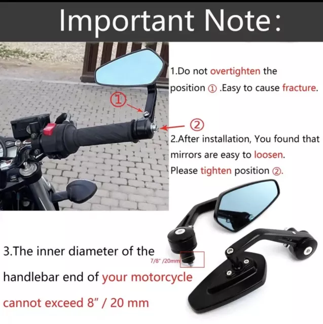 Rétroviseurs Moto  Embout de Guidon HD Noir 2