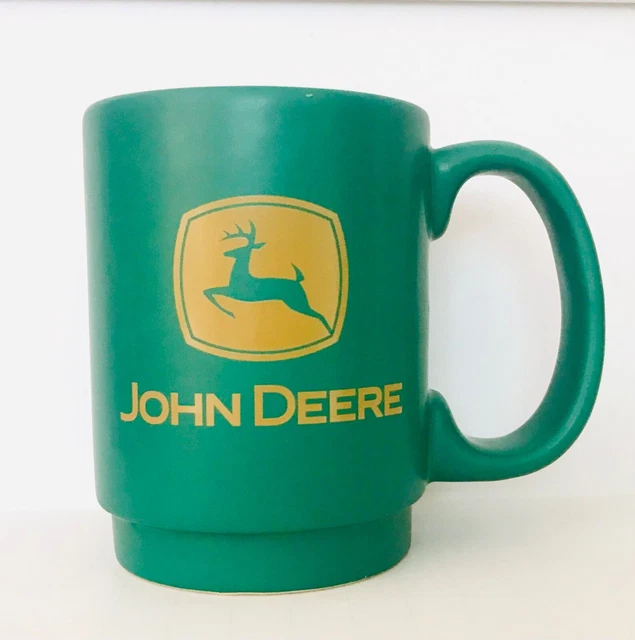 John Deere Coffee Mug 2 Legged Deer Logo Green & Gold USA JD Promo Cup
