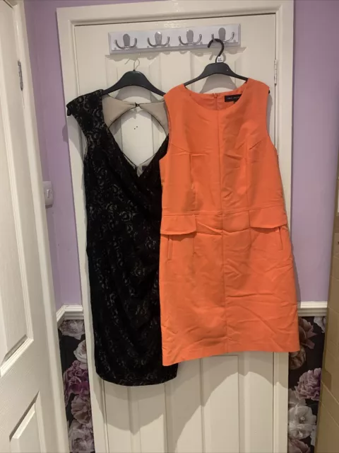 Bundle Lot Of 2 Dresses Size 14. Next Tailoring And Debut. 1 Black And 1 Coral