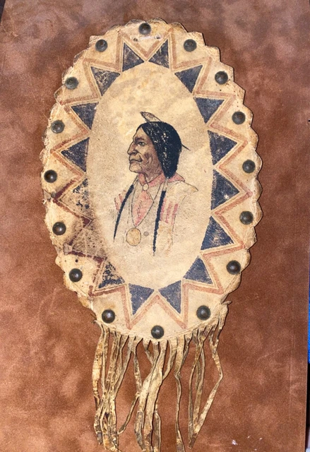 Hand painted, Native American on hide Cheyenne Chief Wolf Robe Bozeman Mont