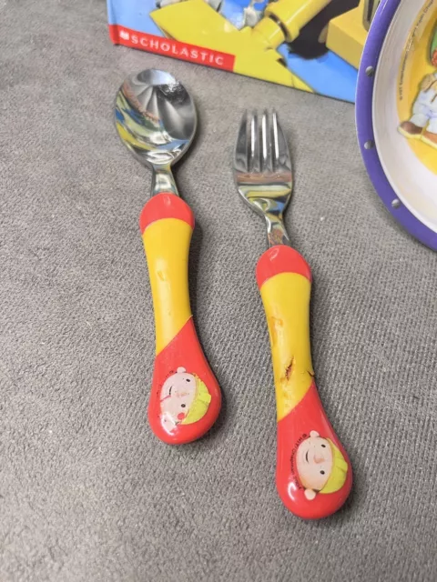 Bob the Builder Kids Melamine Dish Bowl Spoon Fork Zak Designs Book Lot Bundle 3