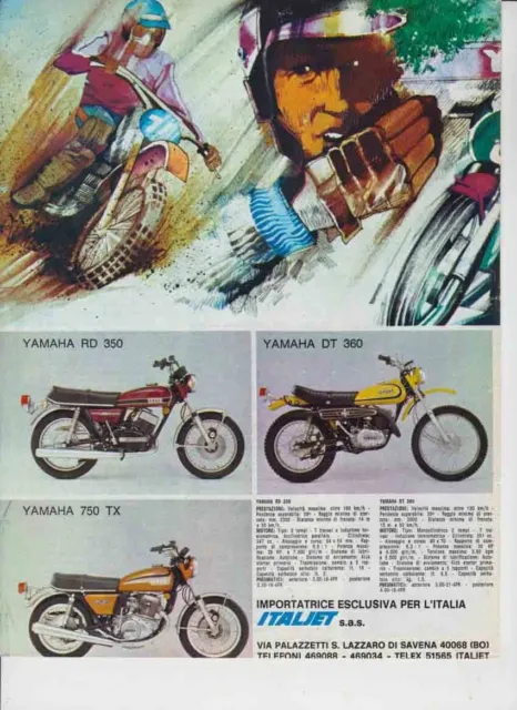 advertising Pubblicità brochure-test MOTO YAMAHA mod. 1974 MOTOGIAPPONESI  EPOCA