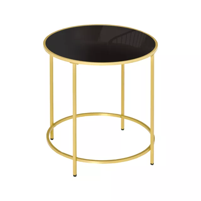 HOMCOM Round Side Table w/ Tempered Glass Tabletop, for Living Room, Bedroom