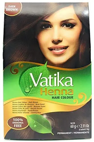 Dabur Vatika Henna Hair Colour, Dark Brown 100% Ammonia Free, 6 x 10g Sachet's