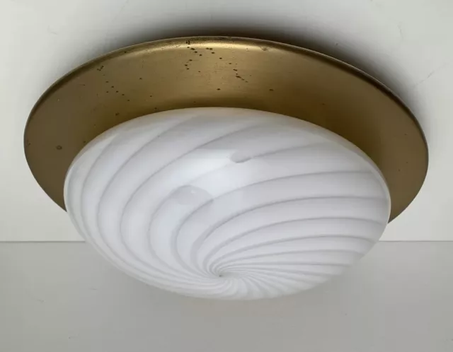 Lampada Soffitto/Parete Diffusore a Spirali Vintage in Vetro di Murano Anni 70