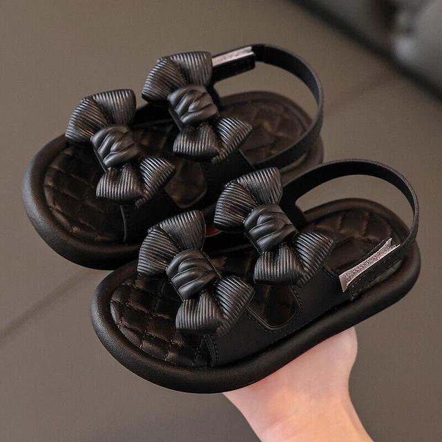 Kids  Girls Bow Flat Summer Sandals Toddler Baby Holiday Princess Shoes Size- 8