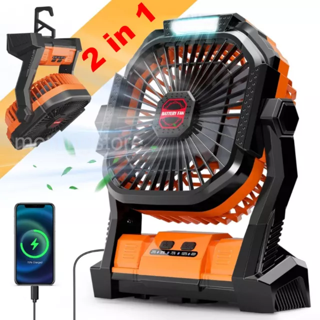 Portable Camping Fan with LED Light USB Rechargeable Outdoor Tent Lamp Lantern