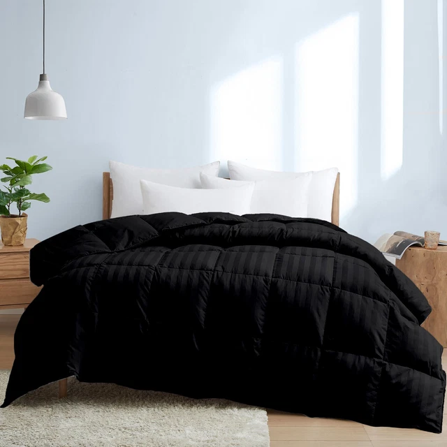 Goose Down Alternative Cotton Comforter & Sets Black Stripes Select Item