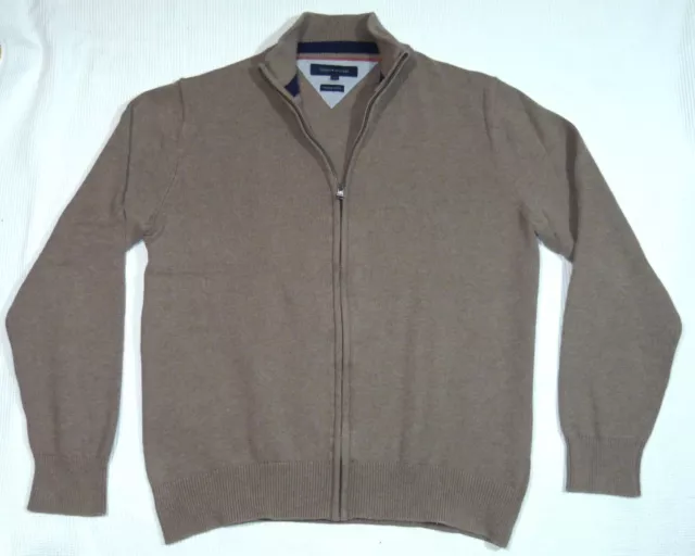 Tommy Hilfiger Strickjacke Pullover gr. XL Beige Baumwolle Logo Herren