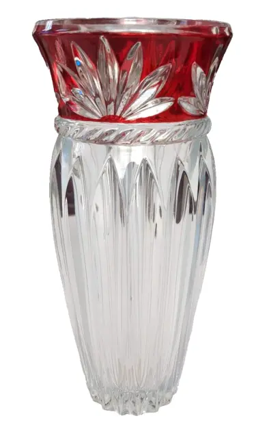 Vintage Mikasa Celebrations Corinth Ruby Red Cut to Clear Crystal Vase France