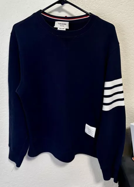 THOM BROWNE MEN Sz 4 (X-Large) 4 Bar Stripe Navy Sweater $100.00 - PicClick