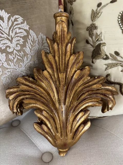 Architectural Salvage Large Florentine Gilt Fleur De Lys Sculpture w Rod Display