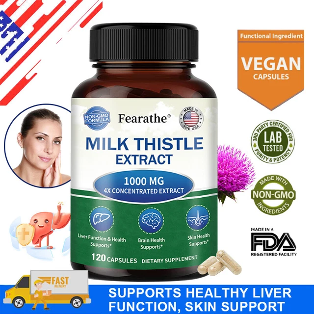 MILK THISTLE EXTRACT 250 mg Vegan Capsules Supports Liver Cell Health