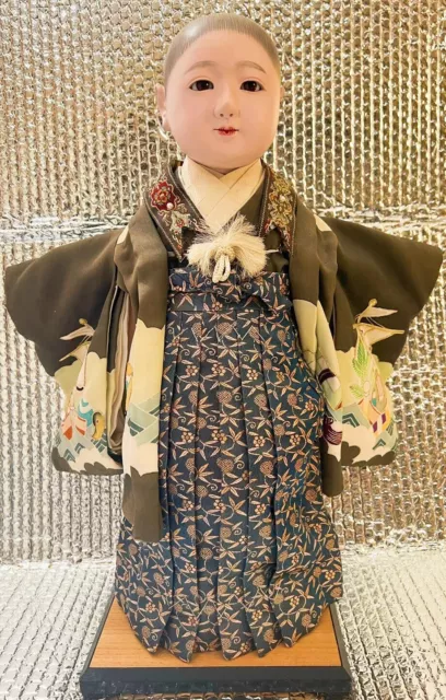 Authentic Japanese Vintage Ichimatsu Ningyo Sun Boy 18” Large Ornate Kimono Doll