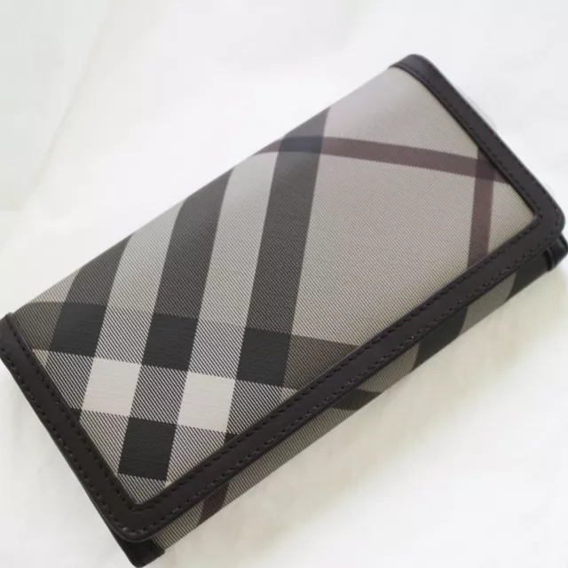 NWT Burberry Smoked Check Penrose Continental Clutch Accordion Wallet NEW $425 2