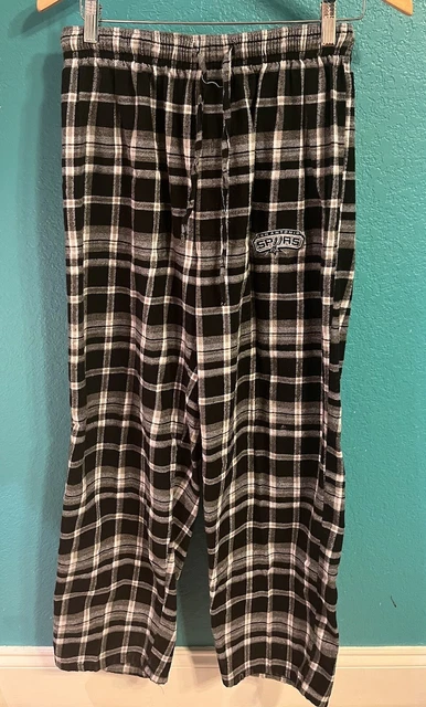 San Antonio Spurs Adult Medium Plaid Team Logo Pajama Sleep Pants Iron On Logo