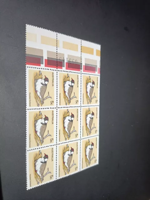 Australia Stamp: Hooded Dotterel , Birds, Full gum , Block Of 9 w serial Number