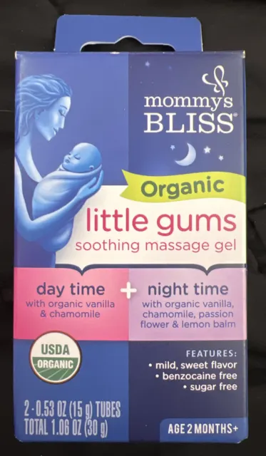 Mommy's Bliss Baby Infant Organic Little Gums Day & Night Teething Gel EXP 06/24